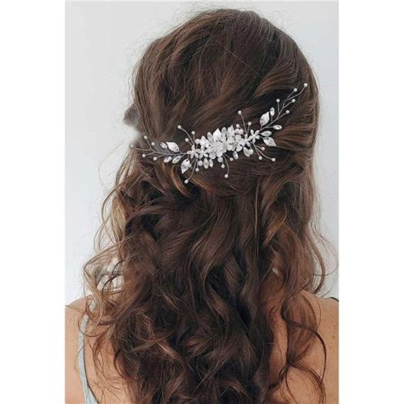 Gorais Bride Wedding Hair Vine Flower Bridal Headpieces Pearl Hair Accessories main image 6